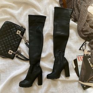 ALDO black leather over-the-knee boots, size 6